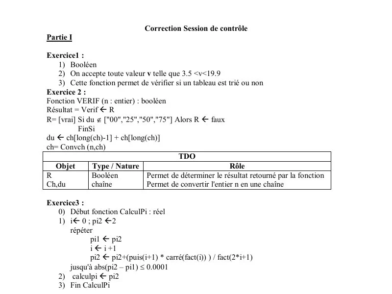 Correction Algorithme et programmation BAC 2010 S controle