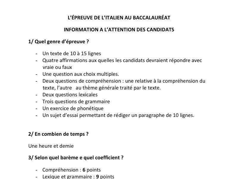 إصلاح إمتحان إيطالية لسنة BAC 2011 الدورة الرئيسية باكالوريا إعلامية