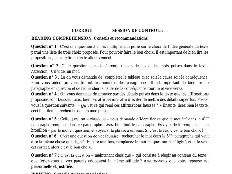 Correction Examen Anglais Bac ST 2012 Rattrapage