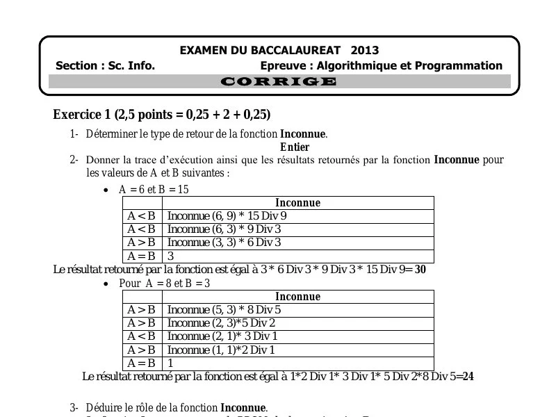 Correction Algorithme et programmation BAC 2013 S controle