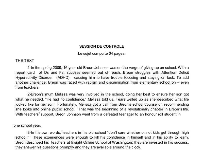 Exam Anglais BAC 2014 : Session de rattrapage Éducation Physique