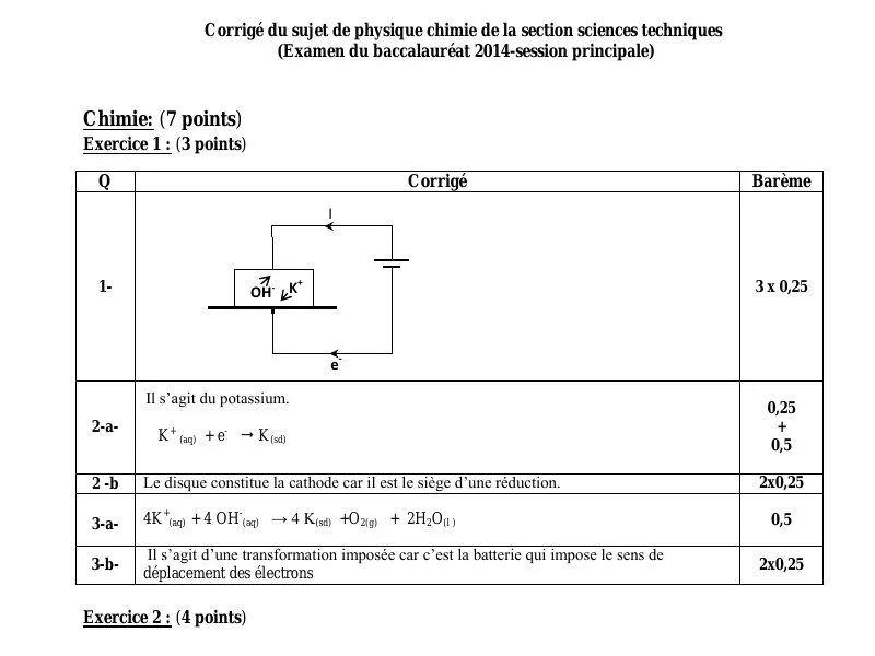 Correction Examen Bac Physique 2014 Sciences Techniques
