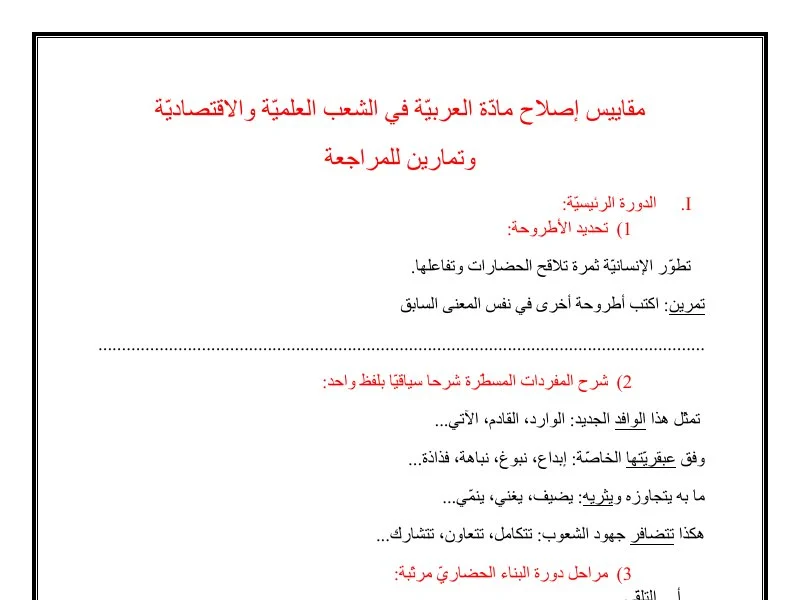 إصلاح إمتحان اللغة العربية لسنة 2015 الدورة الرئيسية شعبة الرياضيات