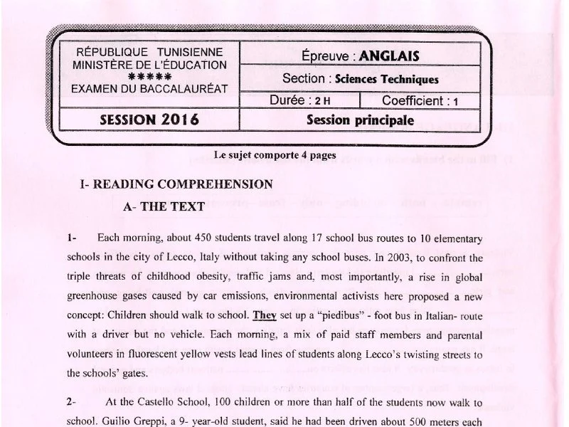 Baccalauréat 2016 Anglais Sciences Tech - Session Contrôle