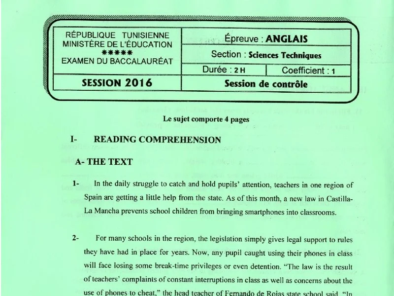 Correction Anglais Bac 2016 - Sciences Techniques