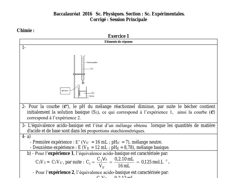 Correction Bac Physique 2016 Sciences Exp. Session Principale