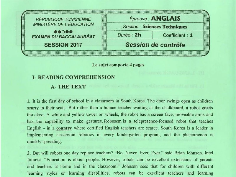 Correction Bac Anglais 2017 Sciences Techniques