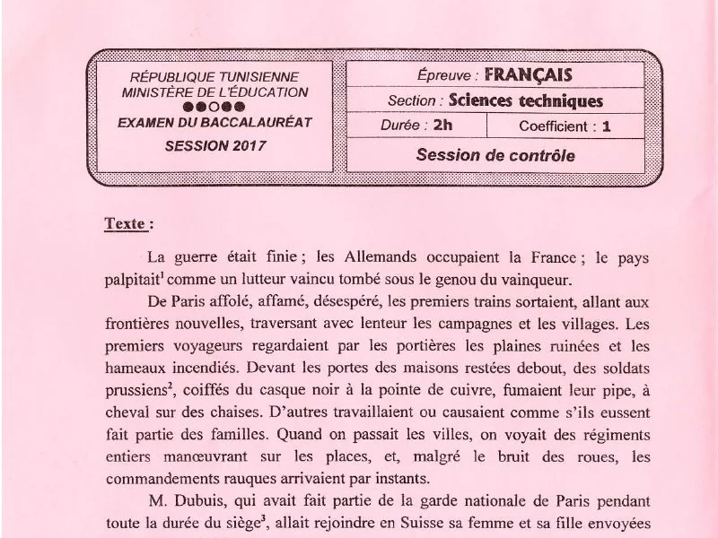 Examen Français Bac 2017 : Rattrapage Sciences Tech