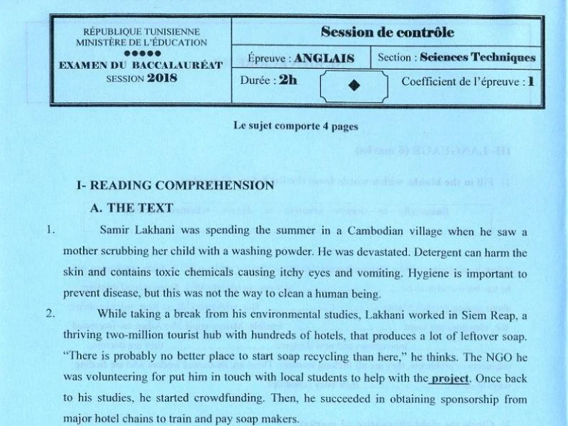Correction Bac Anglais 2018 Sciences Techniques - Tunisie