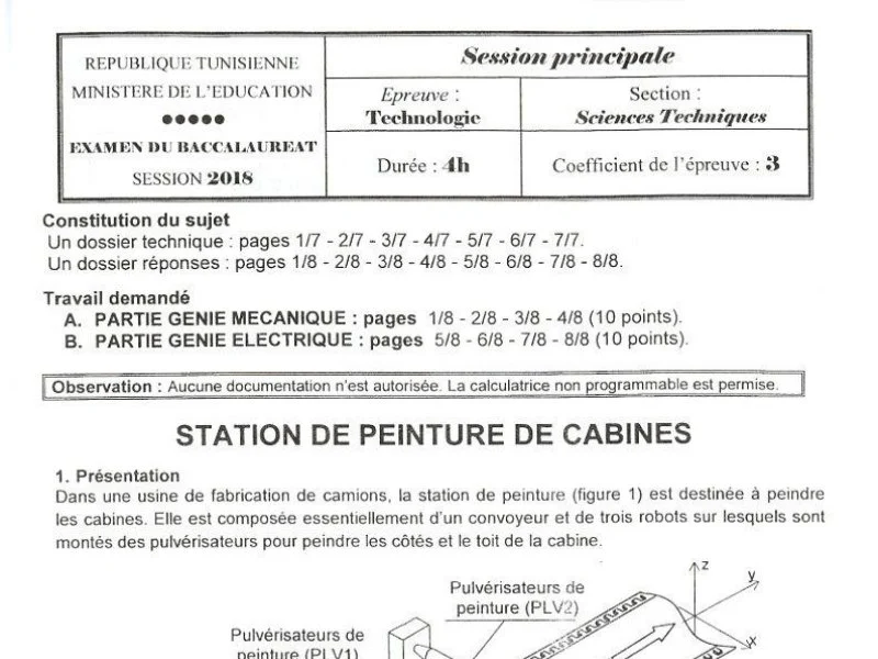 Bac 2018 : Épreuve Principale Sciences Techniques