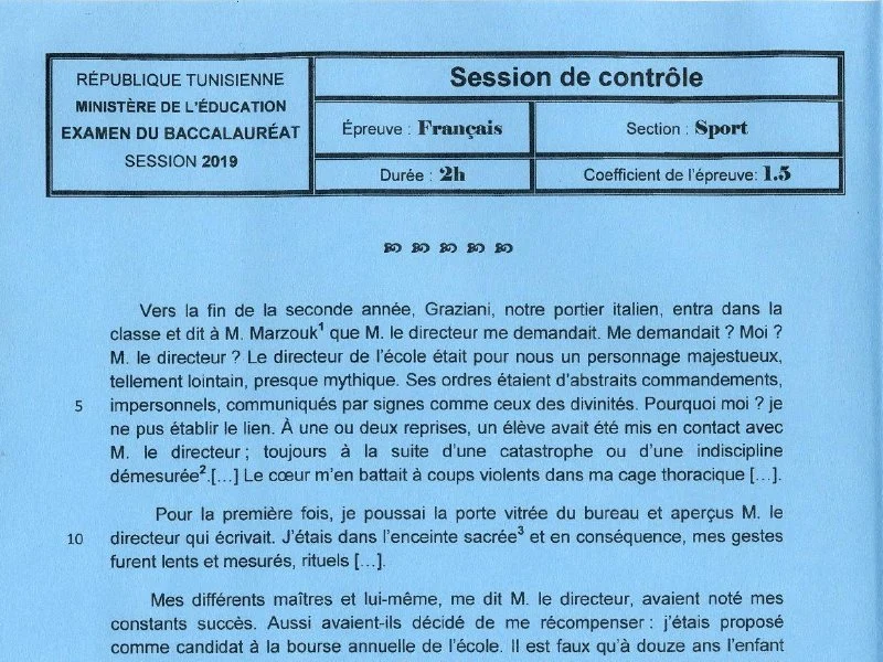Bac 2019 : Examen Français Épreuves de Rattrapage Éducation Physique