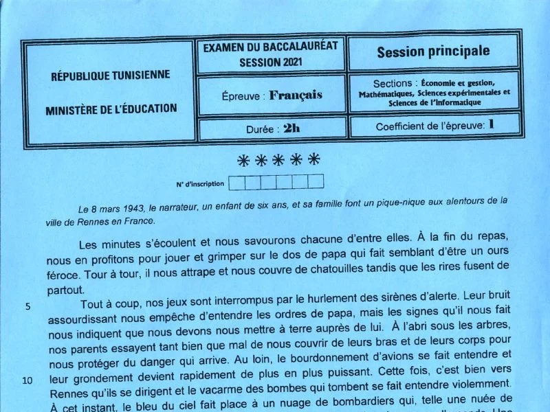 إمتحان اللغة الفرنسية لسنة 2021 الدورة الرئيسية شعبة الرياضيات