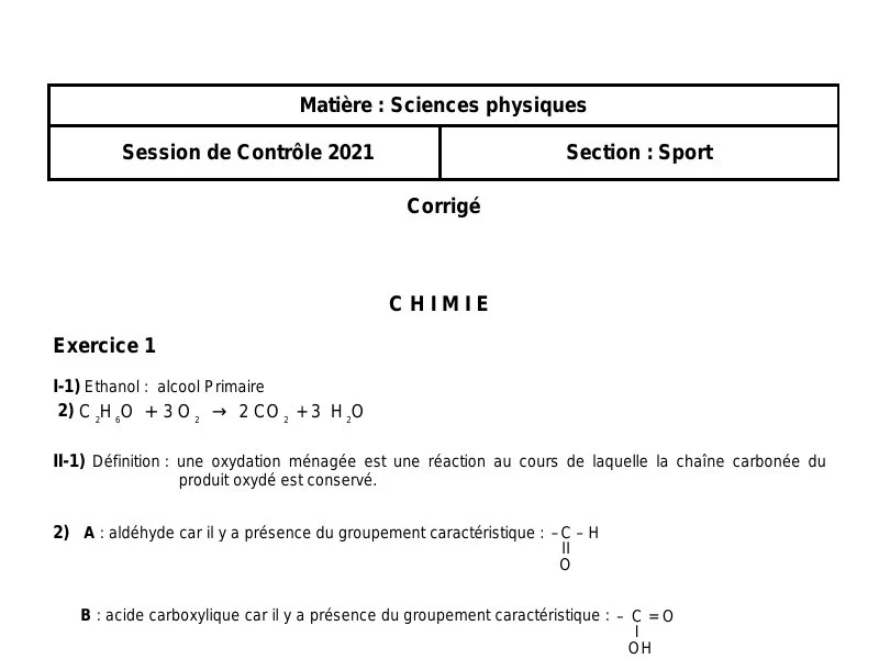 Correction Bac Physique 2021 Contrôle Rattrapage Sport