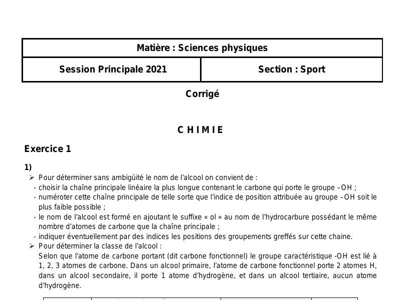Correction Bac Physique 2021 Éducation Physique Tunisie