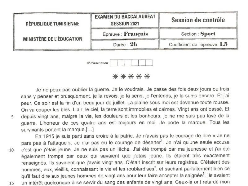 Examen Français BAC 2021 Éducation Physique - Session Rattrapage