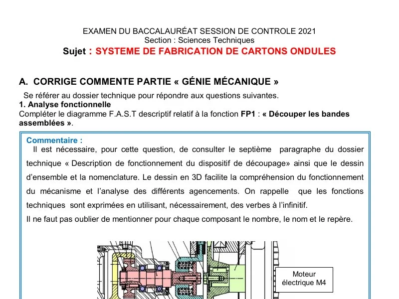 Correction Bac Sciences Techniques 2021 (Rattrapage)
