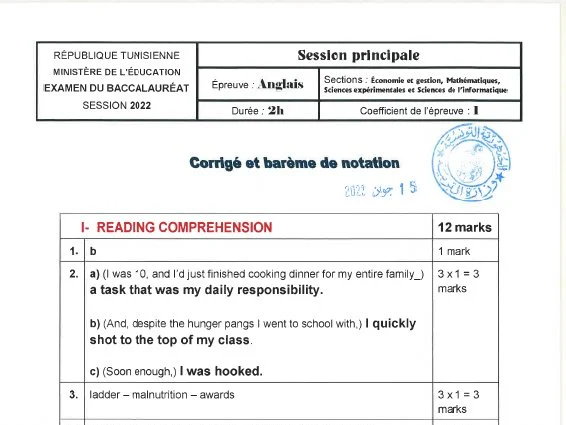 Corrigé Bac Anglais 2022 (Maths) : Session Principale