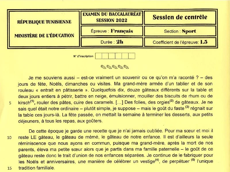 Bac 2022 : Examen de Français - Session de Rattrapage (Éducation Physique)