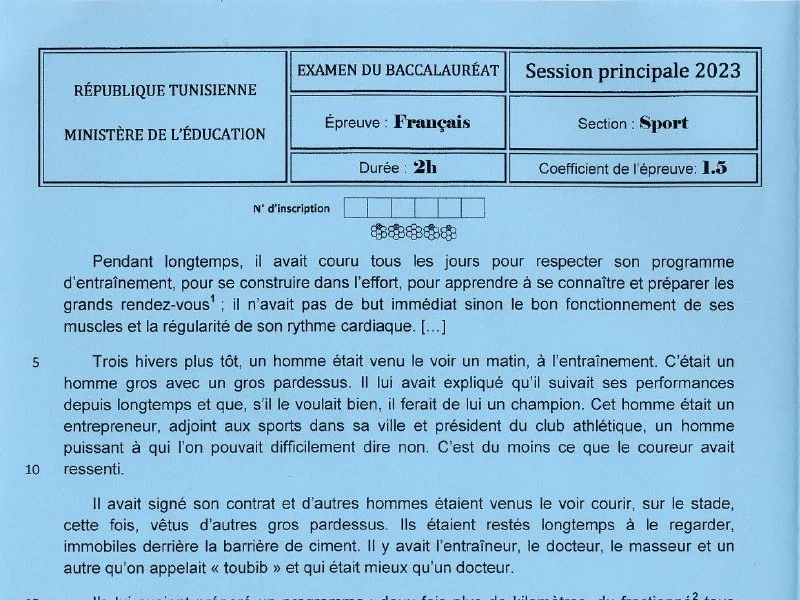 Examen Bac 2023 Education Physique : Session Principale