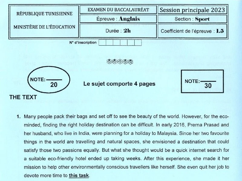 Examen Anglais BAC 2023 : Session principale Bac Physique