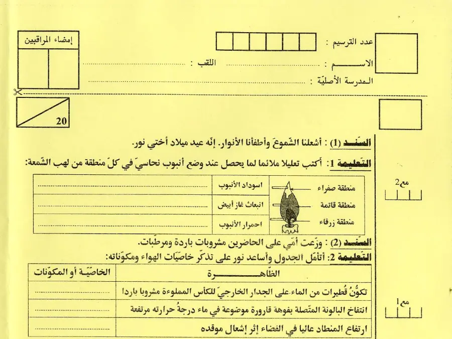 موضوع مناظرة الإلتحاق بالمدارس الإعدادية النموذجية في مادة السنة السادسة ابتدائي عدد 5
