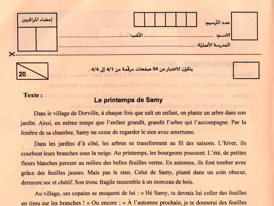 الفرنسية – مناظرة الإلتحاق بالمدارس الإعدادية النموذجية لتلاميذ السنة السادسة ابتدائي رقم 11