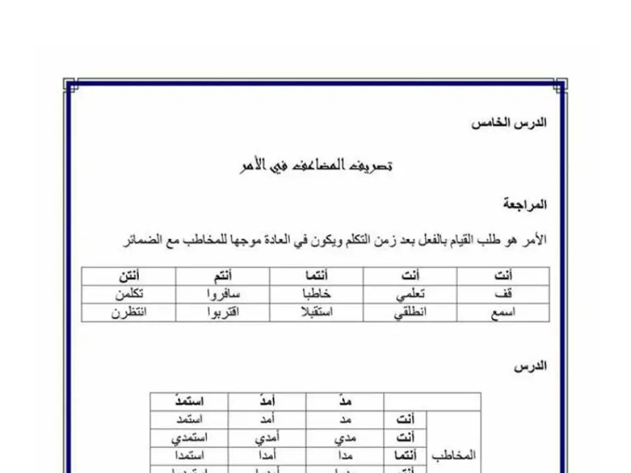 ملخص في مادة قواعد اللغة السنة الخامسة ابتدائي عدد 3
