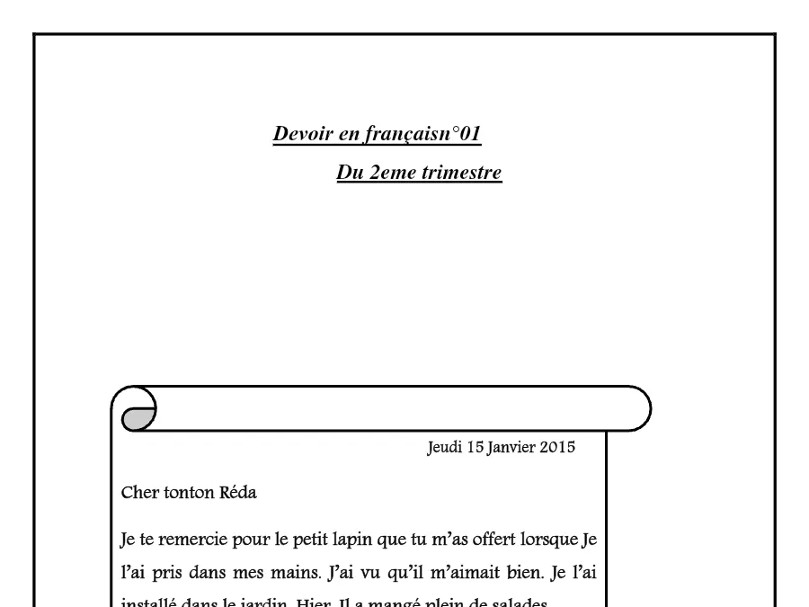 الفرنسية – اختبار الثلاثي الثاني لتلاميذ السنة الثالثة ابتدائي رقم 9