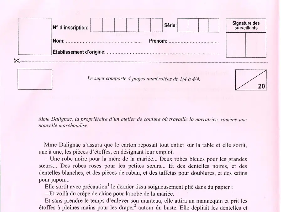الفرنسية – اختبار لتلاميذ السنة التاسعة أساسي رقم 51