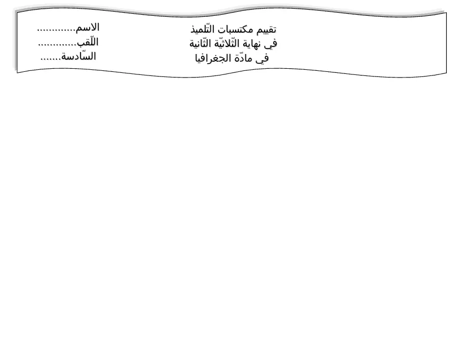 الجغرافيا – امتحان الثلاثي الثاني لتلاميذ السنة السادسة ابتدائي رقم 7