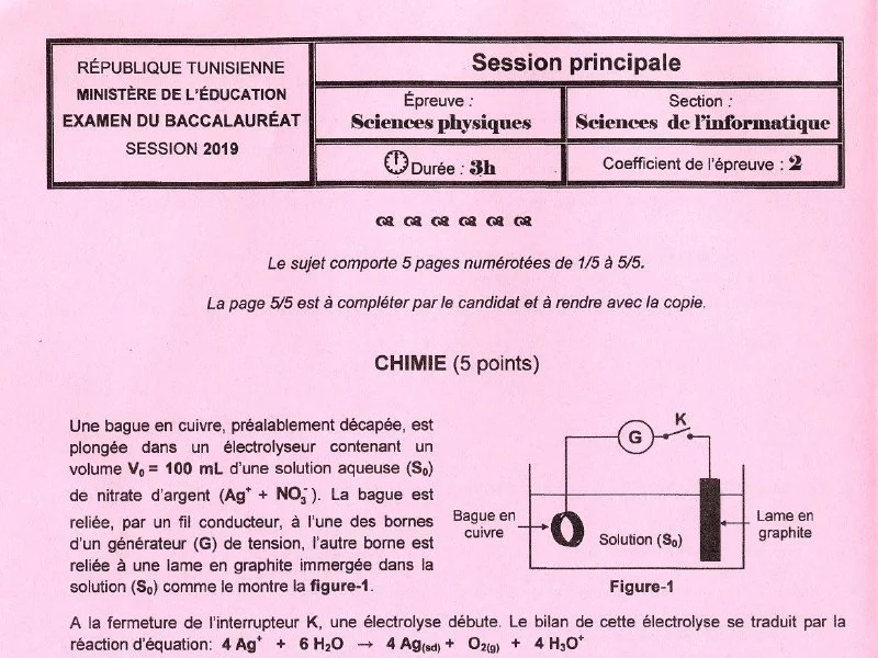 العلوم الفيزيائية – فرض لتلاميذ البكالوريا رقم 41