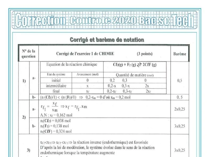 العلوم الفيزيائية – موضوع امتحان لتلاميذ البكالوريا رقم 42