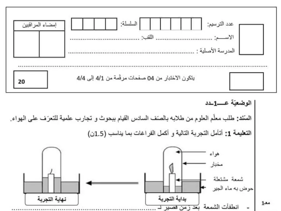 موضوع VIP لتلاميذ السنة السادسة ابتدائي رقم 1